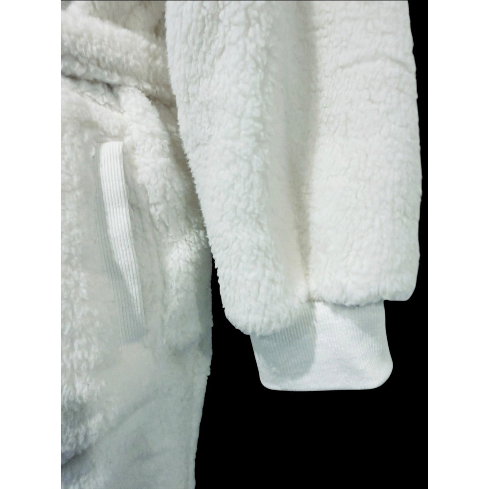 Pottery Barn Coziest Teddy Robe Small Ivory White Hooded Plush Fleece Belted - Picture 4 of 10